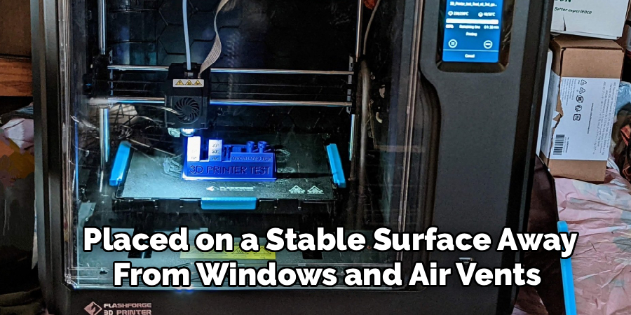  Placed on a Stable Surface Away
From Windows and Air Vents